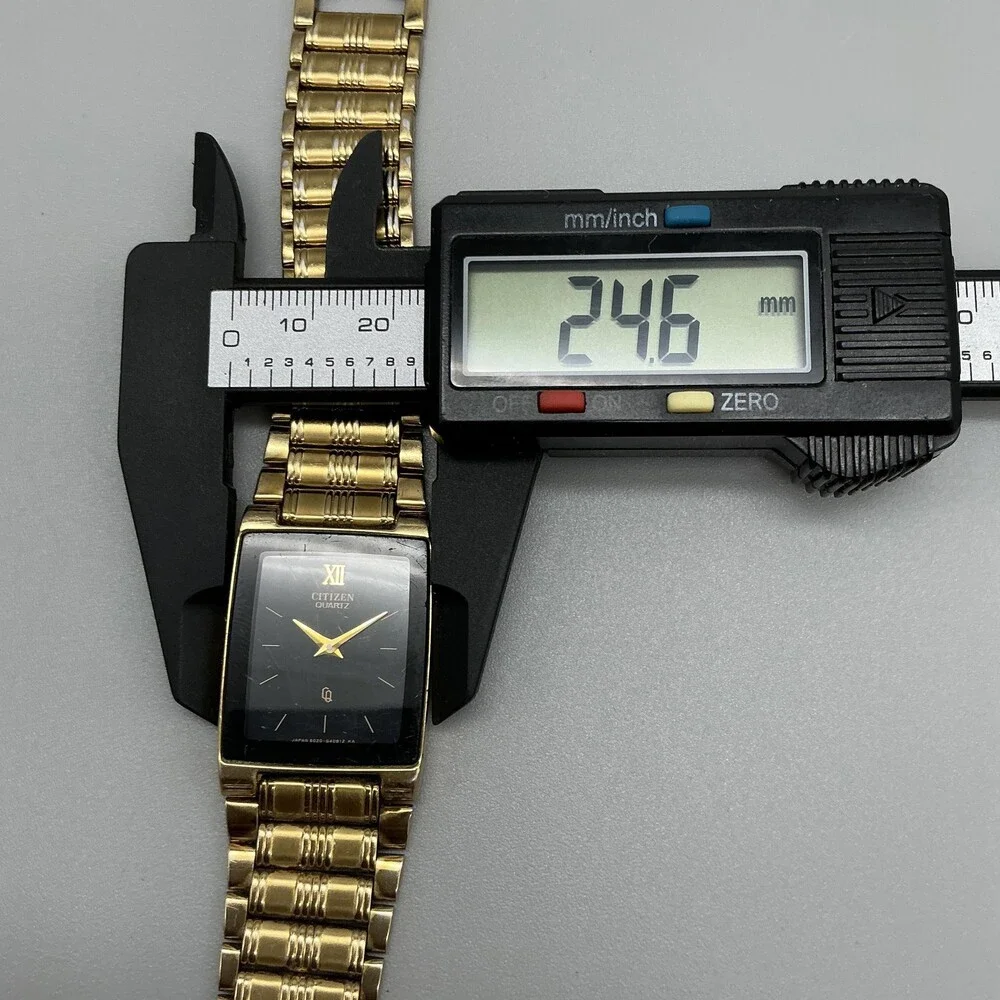 Vintage Citizen Mens Watch 25mm Black Dial Gold Tone 1022-H14231 New Battery 8